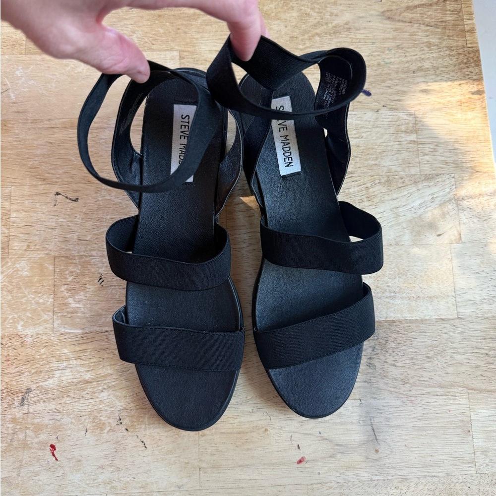 Steve Madden Haidar Black Women's Sandals 9.5